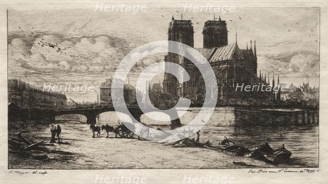 Etchings of Paris: The Apsis of the Cathedral of Notre Dame, 1854. Creator: Charles Meryon (French, 1821-1868).