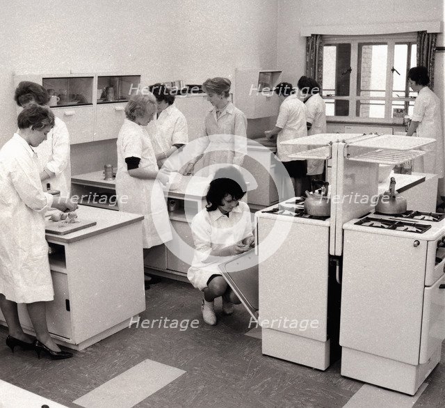 A modern domestic science classroom, York, Yorkshire, 1962. Artist: Unknown