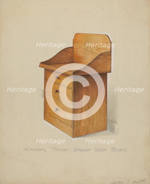 Shaker Wash Stand with Drawers, 1935/1942. Creator: Irving I. Smith.