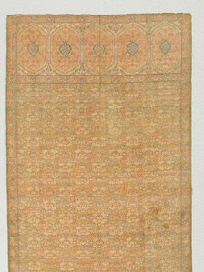 Sash with floral field and end panels on a gold ground, 1700s. Creator: Unknown.