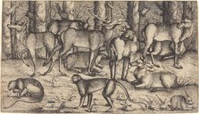 Stags in the Forest, 1545. Creator: Augustin Hirschvogel.