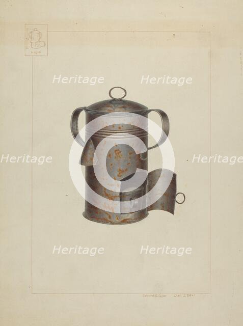 Tin Milk Warmer, c. 1938. Creator: Edward L Loper.