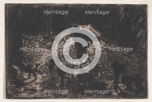 The Night Prowlers (Les Noctambules), 1865-98. Creator: Felix Hilaire Buhot.