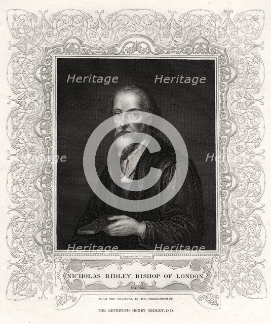 'Nicholas Ridley, Bishop of London', 19th century. Artist: J Cochran