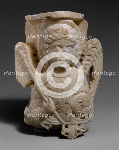 Capital with Bust of the Archangel Michael, Byzantine, 1250-1300. Creator: Unknown.