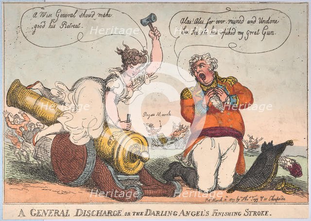 A General Discharge or the Darling Angel's Finishing Stroke, March 13, 1809., March 13, 1809. Creator: Thomas Rowlandson.