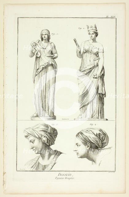 Design: Draped Figures, from Encyclopédie, 1762/77. Creator: Benoit-Louis Prevost.