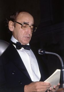 Carlos Bousoño (Boal, 1923 -), Spanish poet during his speech of entrance at the Royal Academy of…