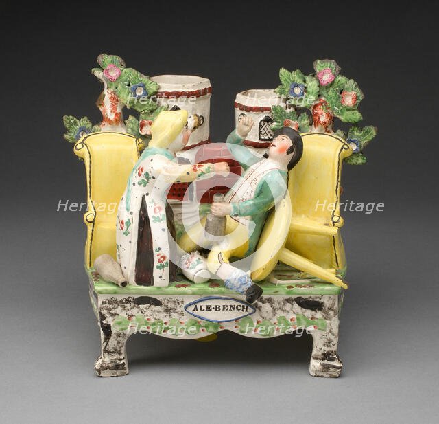 Chimney Ornament: Ale-Bench, Staffordshire, c. 1820. Creator: Staffordshire Potteries.