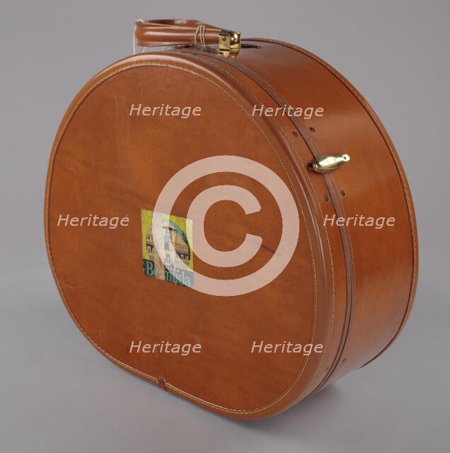 Samsonite hat box suitcase from Mae's Millinery Shop, 1941-1994. Creator: Samsonite.