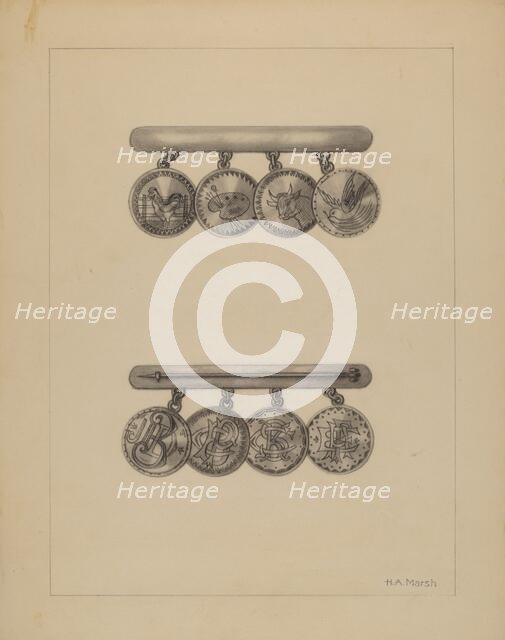 Friendship Pin, c. 1937. Creator: Herbert Marsh.