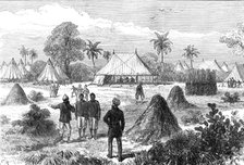 The Ashantee War: Captain Glover's head-quarters at Addah, from a sketch by our special artist, 1874 Creator: C. R..