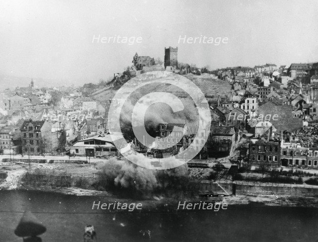 Bombardment of Bingen, Germany, March 1945. Artist: Unknown