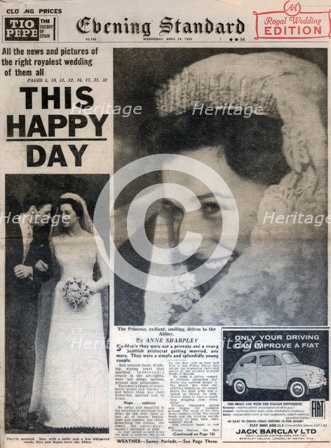 Marriage of Princess Alexandra and Angus Ogilvy, 24 April 1963. Artist: Unknown