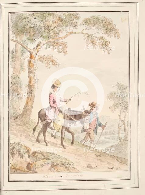 Florentine Travellers, leaf from 'A Collection of Dresses by David Allan Mostly from Nature', 1776. Creator: David Allan.