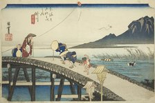 Kakegawa: Distant View of Mount Akiba (Kakegawa, Akibasan enbo), from the series..., c. 1833/34. Creator: Ando Hiroshige.