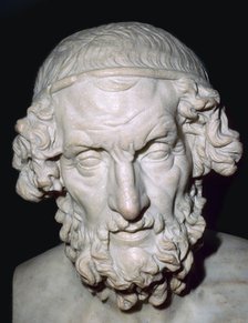 Marble portrait bust of Homer, Roman, from Baiae, Campania, Italy, 1st-2nd century. Artist: Unknown