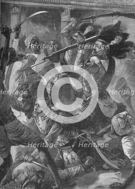 'Gradually They Drove The Sepoys Back', 1902. Artist: William Heysham Overend.