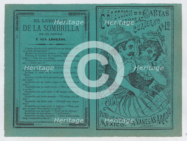Front and back covers printed on the same sheet for a collection of love letters ..., ca. 1900-1910. Creator: José Guadalupe Posada.