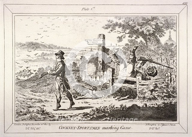 Cockney Sportsmen, London, 1800. Artist: James Gillray