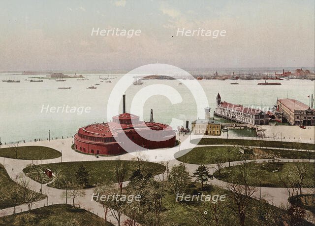 Battery Park and upper Bay, New York City, ca 1900. Creator: Unknown.