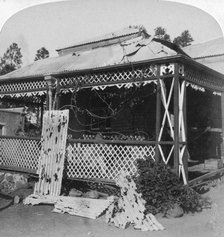 The 'Club' which was struck by a 94lb Boer shell, siege of Mafeking, South Africa, 1901.  Creator: Underwood & Underwood.
