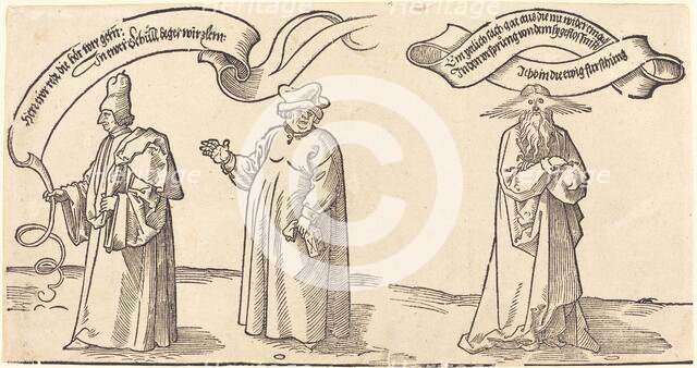 The Teacher, the Clergyman, and Providence, probably 1526. Creator: Albrecht Durer.