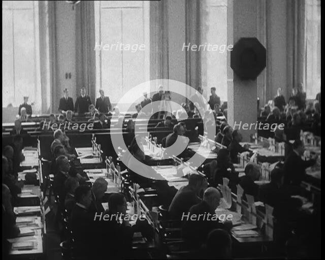 Delegates Listening to a Speech at  the Monetary and Economic Conference, 1933. Creator: British Pathe Ltd.
