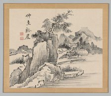 Double Album of Landscape Studies after Ikeno Taiga, Volume 2 (leaf 14), 18th century. Creator: Aoki Shukuya (Japanese, 1789).