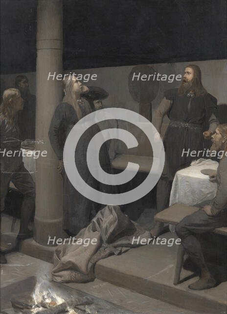 The Story of Burnt Njáll: Gunnar and Hallgerðr, c. 1895. Creator: Malmström, August (1829-1901).