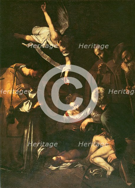 Nativity with St. Francis and St. Lawrence, 1609. Artist: Caravaggio, Michelangelo (1571-1610)