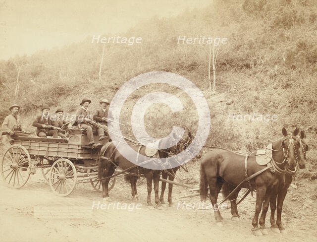 Wells Fargo Express Co Deadwood Treasure Wagon and Guards with $250,000 gold bullion..., 1890, 1890. Creator: John C. H. Grabill.