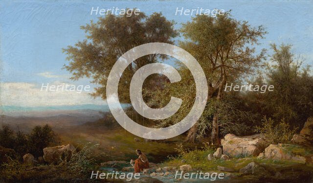 Landscape with river and group of trees, 1870. Creator: Karol Marko.