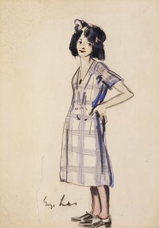 Girl in Checkered Dress, between circa 1920 and circa 1924. Creator: George Benjamin Luks.
