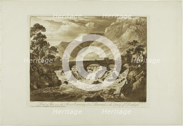 Pont y Pair Over the River Conway Above Llanrwst in the County of Denbigh, 1776. Creator: Paul Sandby.