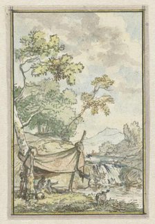 Landscape with waterfall, 1752-1819. Creators: Juriaan Andriessen, Isaac de Moucheron.