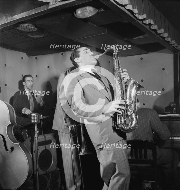 Portrait of Charlie Ventura, Dave Tough, Bill Harris, and Ralph Burns, Three Deuces, N.Y., 1947. Creator: William Paul Gottlieb.
