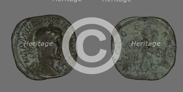 Sestertius (Coin) Portraying Philip the Arab, 244-247. Creator: Unknown.