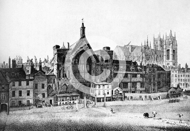 New Palace Yard, Westminster, in the 18th century, c1905. Artist: Unknown