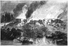 Attack on the Pequot Fort, 1637 (c1880). Artist: Unknown