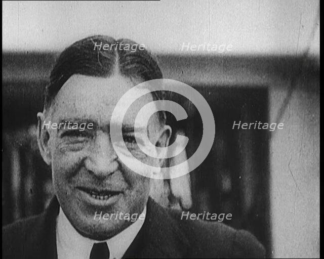 Sir Ernest Shackleton Talking Before an Exploration, 1922. Creator: British Pathe Ltd.