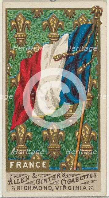 France, from Flags of All Nations, Series 1 (N9) for Allen & Ginter Cigarettes Brands, 1887. Creator: Allen & Ginter.