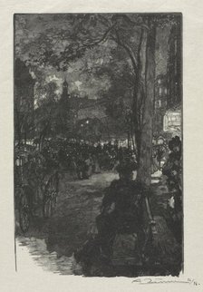 Boulevard Montmartre, Evening, 1890. Creator: Auguste Louis Lepère (French, 1849-1918).