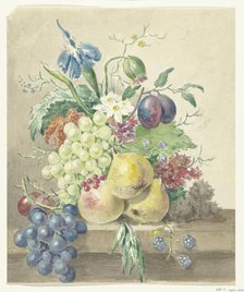 Still life of flowers and fruits, 1775-1833. Creator: Jean Bernard.