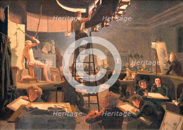 The Life Class at the Royal Academy of Fine Arts, 1826. Creator: Wilhelm Bendz.