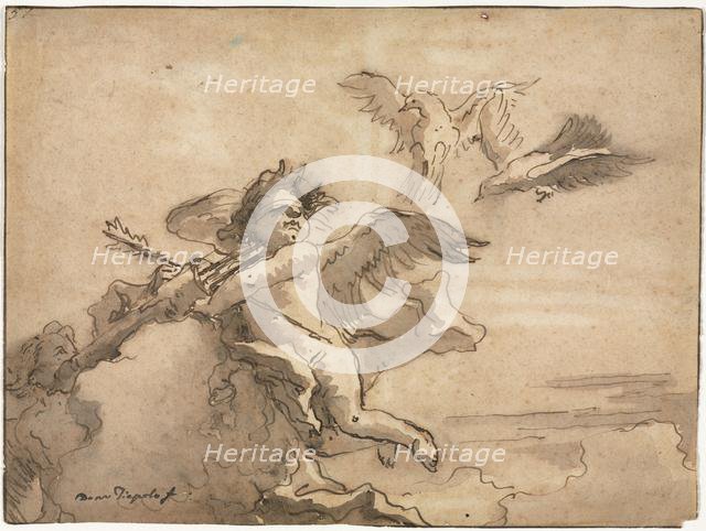 Cupid Blindfolded and Two Doves, 1757 or after. Creator: Giovanni Domenico Tiepolo (Italian, 1727-1804).