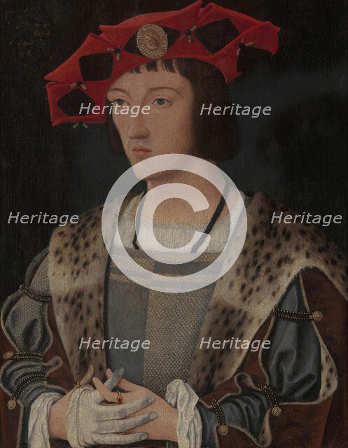 Portrait of a Man Putting On a Glove, c1520. Creator: Jan Mostaert.