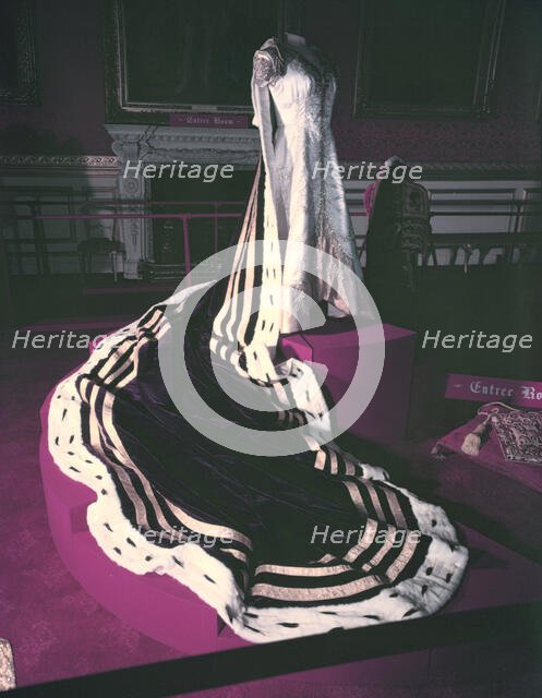 Coronation robes worn by the Queen Mother at the coronation of Queen Elizabeth II, 1953. Creator: Arthur Charles Kirby Ware.