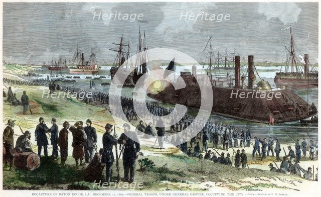 Recapture of Baton Rouge, Louisiana, American Civil War, 17 December 1862. Artist: Unknown