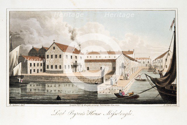 Lord Byron's House at Missolonghi, pub. 1825. Creator: Robert  Seymour (1798 - 1836).